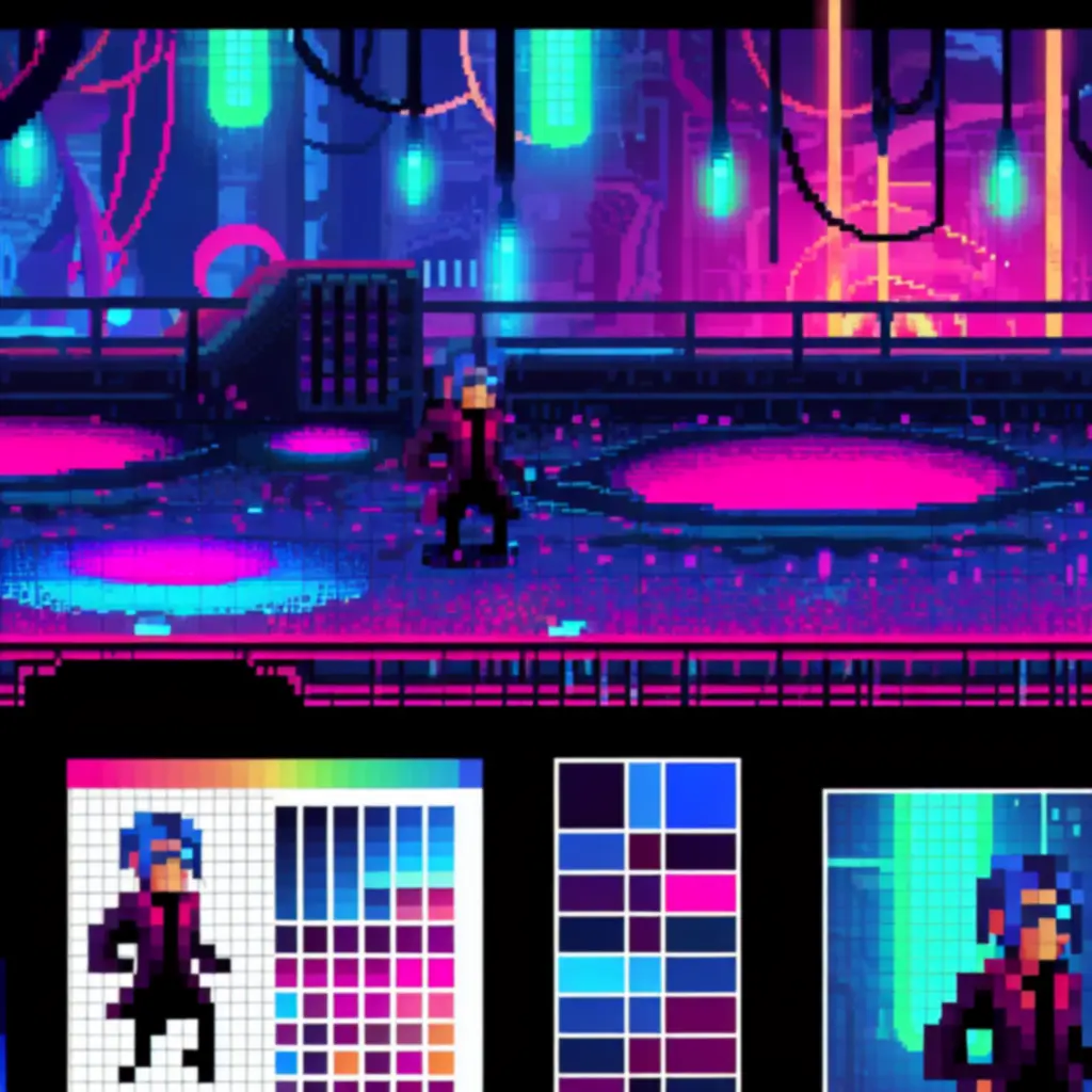 Fanart w neonowym pixel-arcie inspirowany Hyper Light Drifter