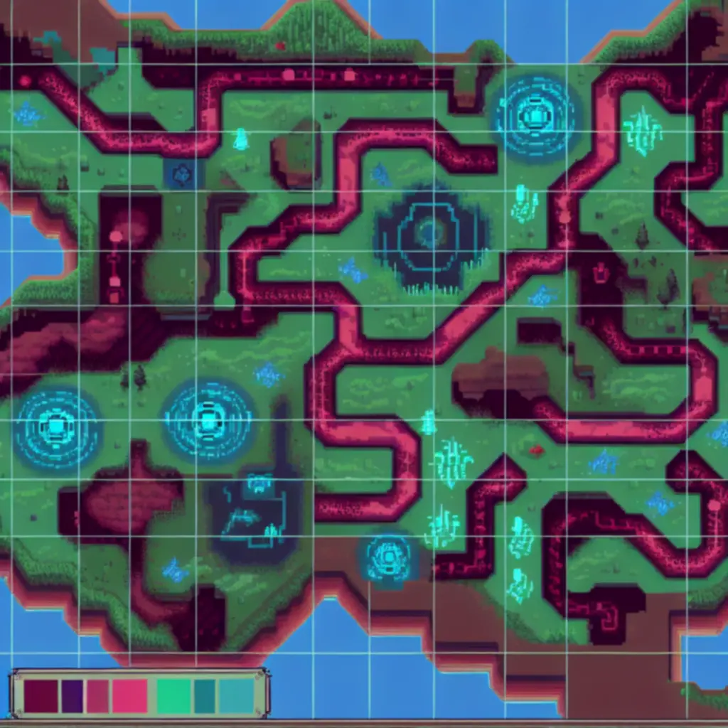 Fragment mapy świata z oznaczeniami skrótów i sekretnych ścieżek